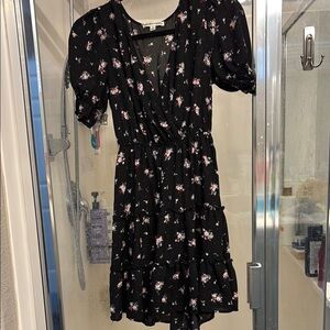 Inspired Hearts Black and White Mini Sundress V-Neck